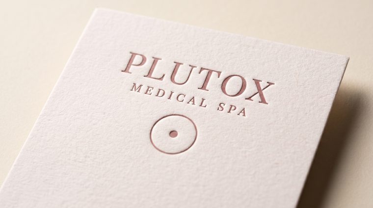 Plutox Medical Spa letterpress card